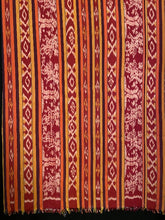 Load image into Gallery viewer, Handcrafted Ikat  professionally woven cotton of the highest grade.  Info: You Can Use a Scarf,Blanket.Orange, black,red and broken white with stripes and patterns. 450   Size:180x200cm
