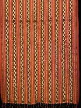 Load image into Gallery viewer, Handcrafted Ikat  professionally woven cotton of the highest grade.  Info: You Can Use a Scarf,Blanket. Orange, light brown, light yellow and light orange with lines and zigzag patterns.    Size:116x136cm. 451
